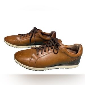Mens Bacco Bucci Meyer Cognac Brown Leather Sneakers